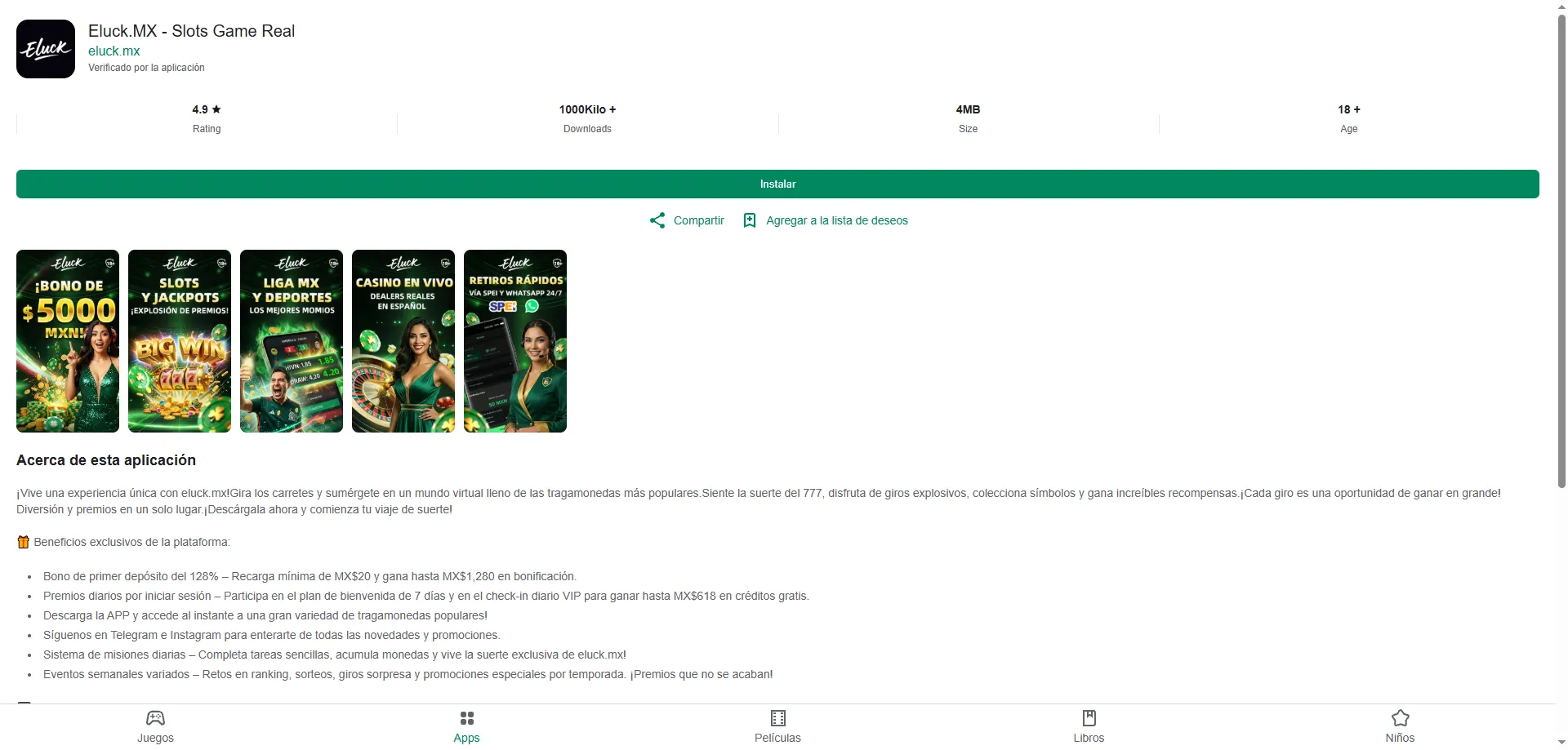 Eluck Casino app móvil para Android e iOS en 2026